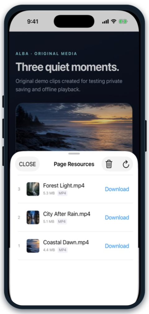 ALBA detecting compatible video resources on iPhone